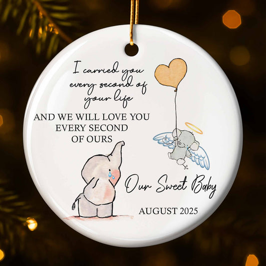 I Carried You Every Second, Elephant and Angel Baby Ornament
