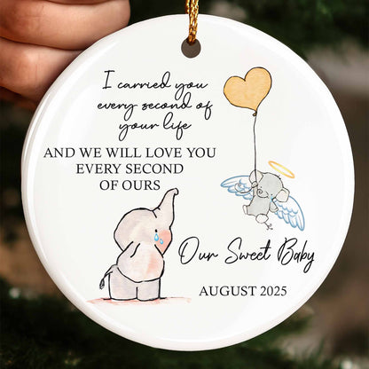 I Carried You Every Second, Elephant and Angel Baby Ornament