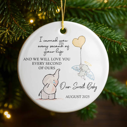 I Carried You Every Second, Elephant and Angel Baby Ornament