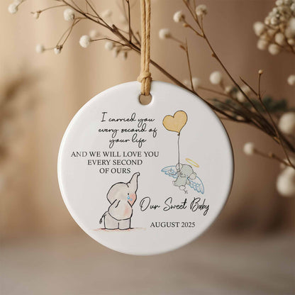 I Carried You Every Second, Elephant and Angel Baby Ornament
