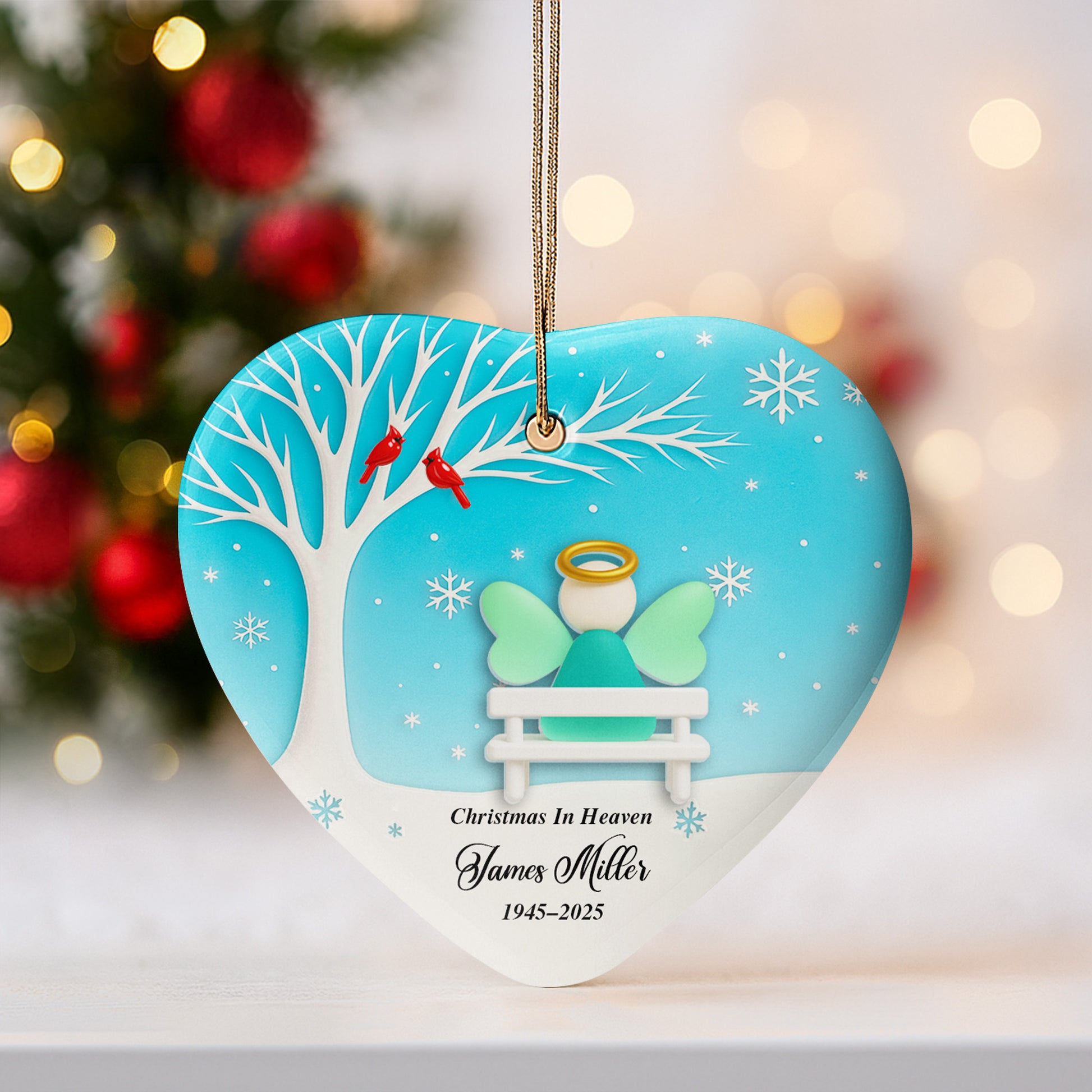 Christmas In Heaven With Tree And Snowflakes