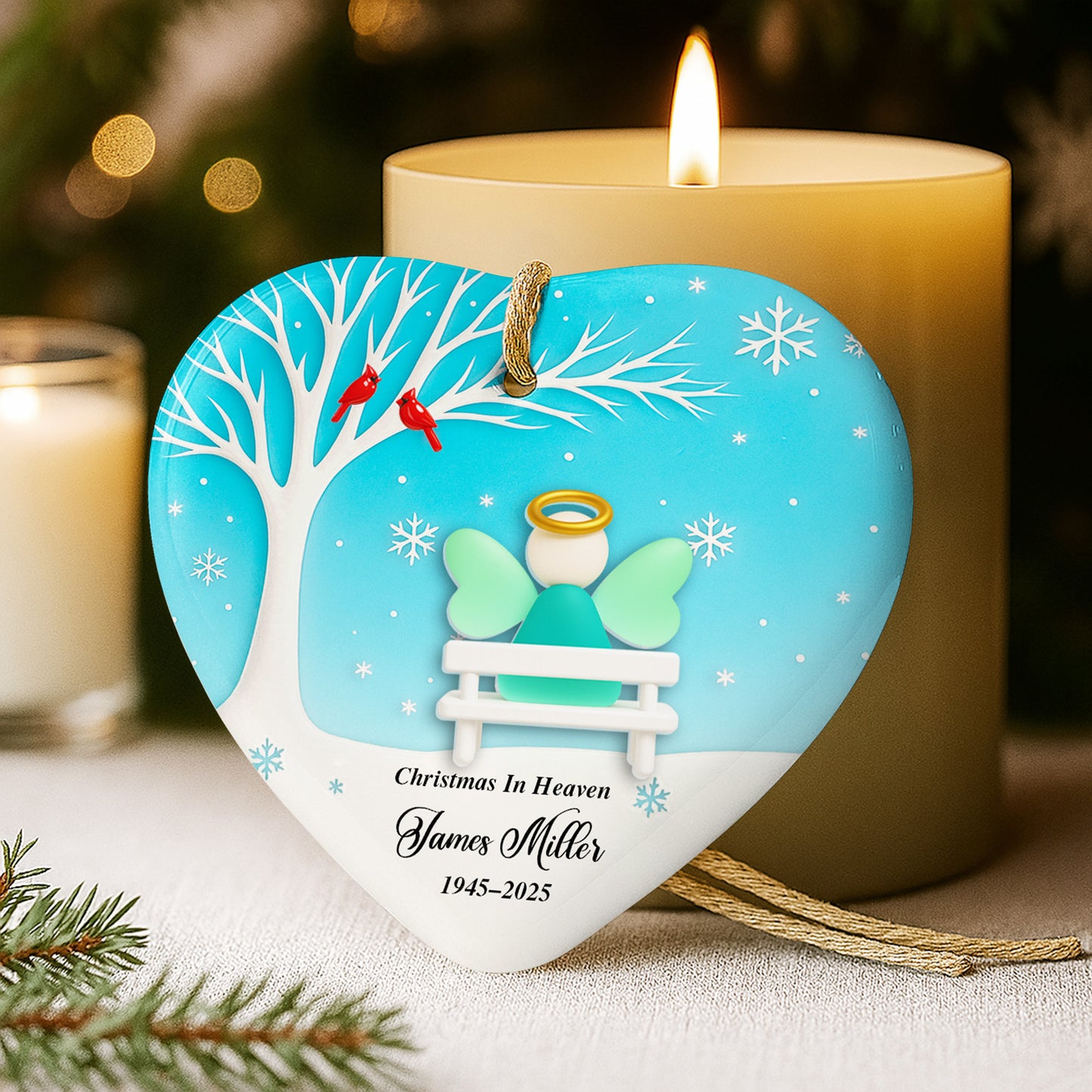 Christmas In Heaven With Tree And Snowflakes