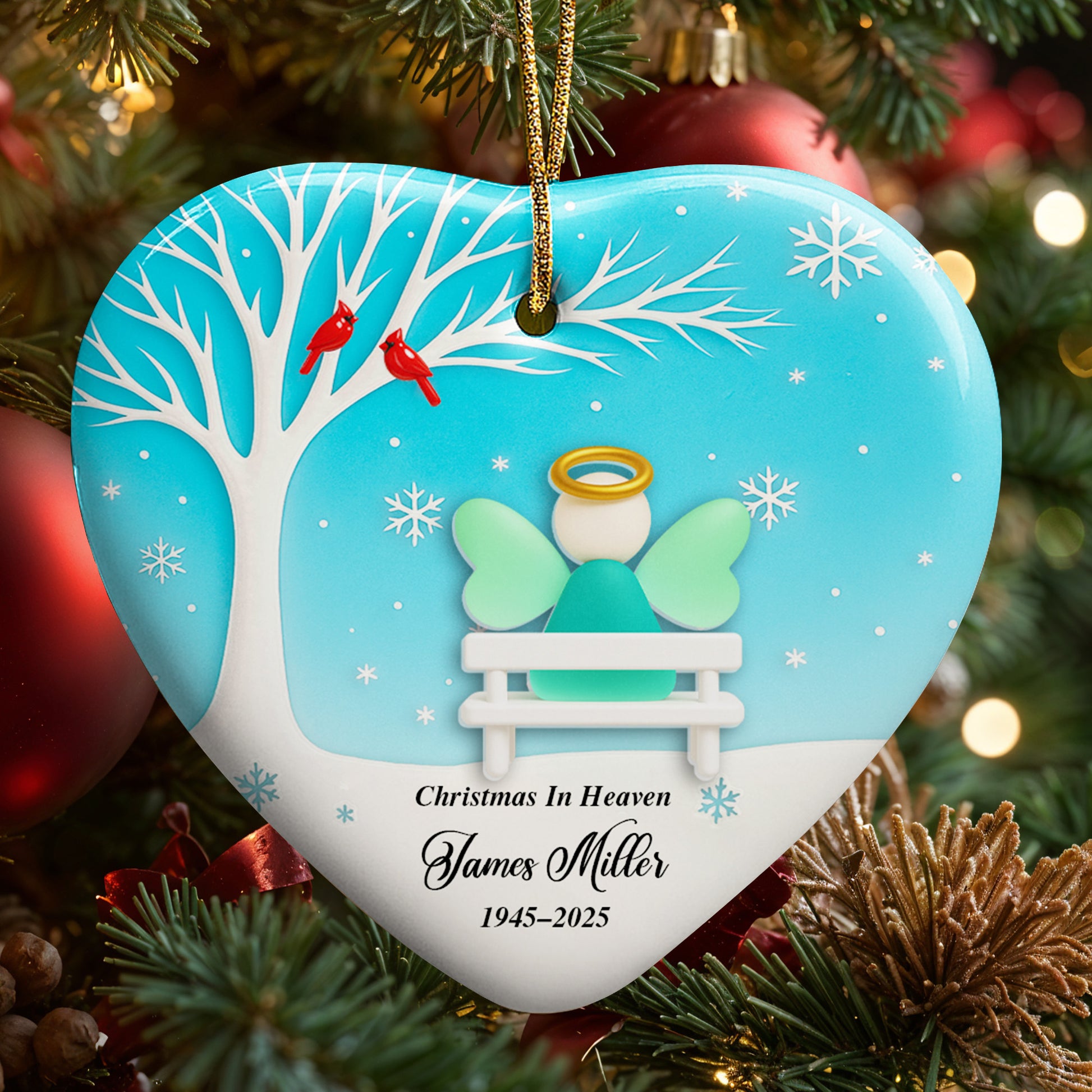 Christmas In Heaven With Tree And Snowflakes