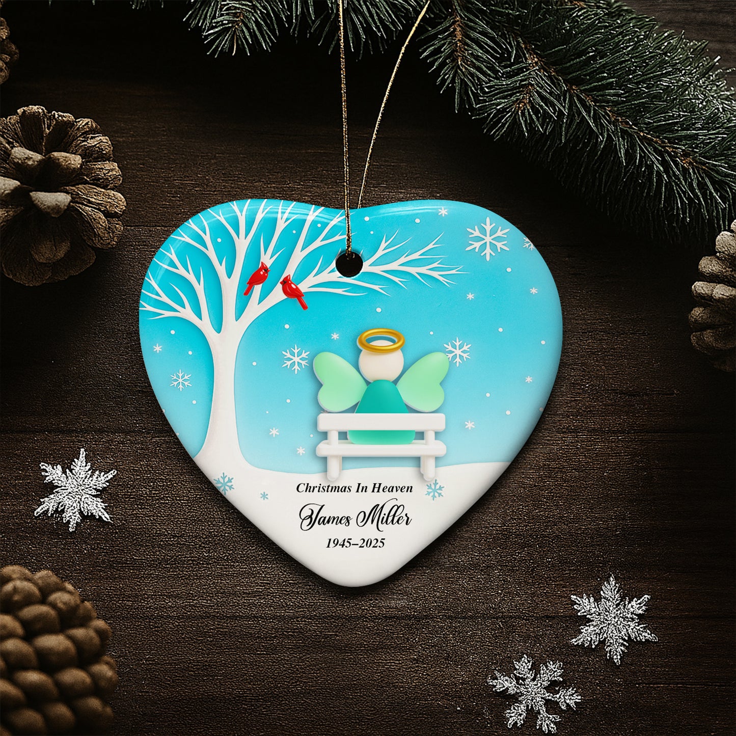 Christmas In Heaven With Tree And Snowflakes