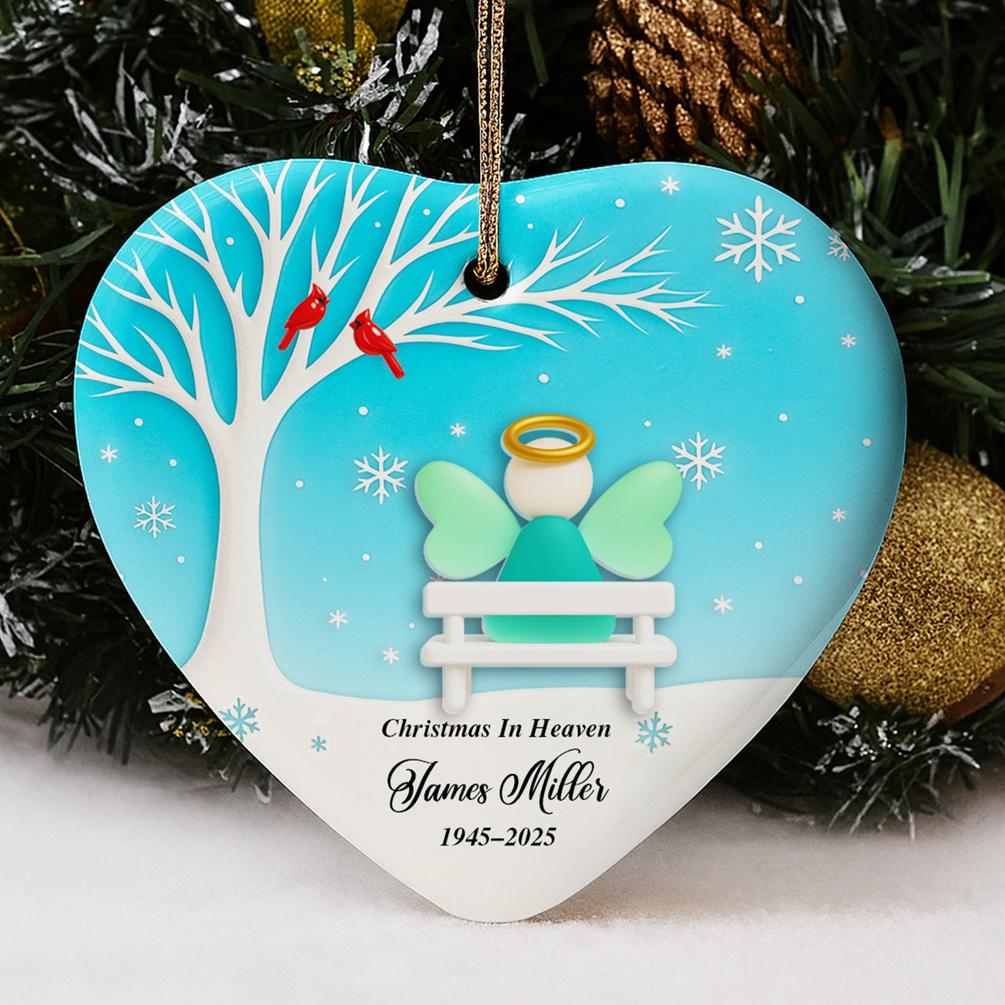 Christmas In Heaven With Tree And Snowflakes