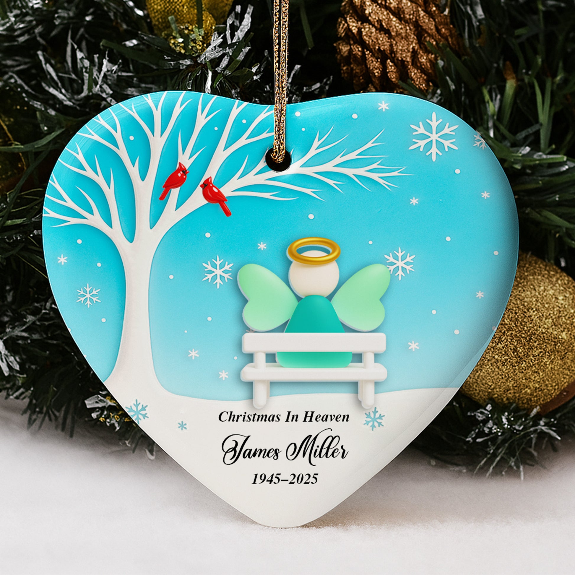 Christmas In Heaven With Tree And Snowflakes