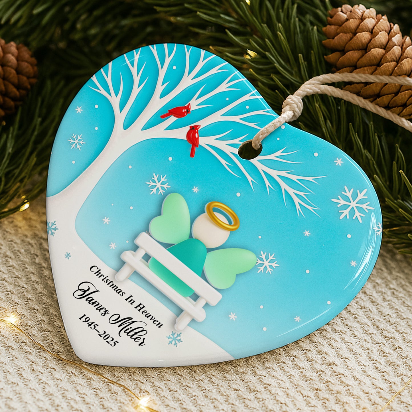 Christmas In Heaven With Tree And Snowflakes