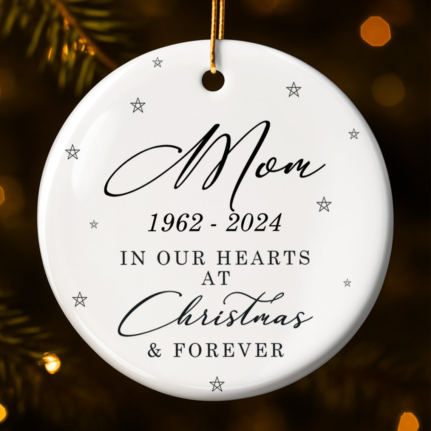 In Our Hearts At Christmas & Forever - Personalized Custom Ceramic Ornament With Round Shape - HME377_RCE