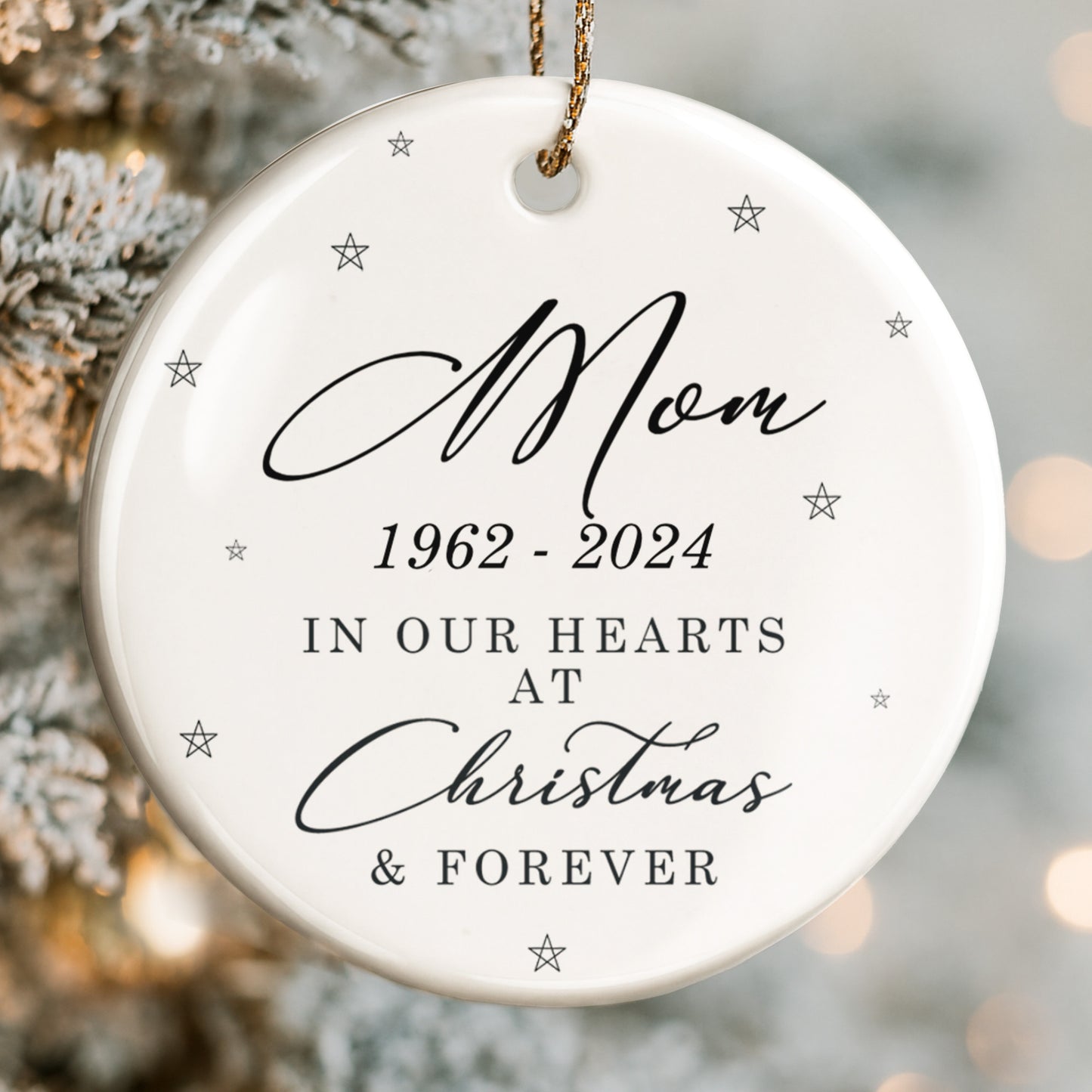 In Our Hearts At Christmas & Forever - Personalized Custom Ceramic Ornament With Round Shape - HME377_RCE