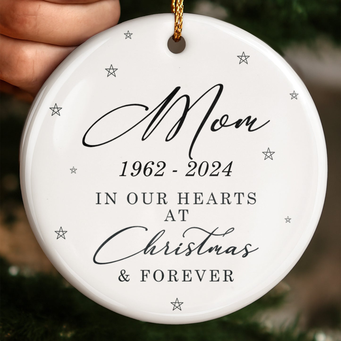 In Our Hearts At Christmas & Forever - Personalized Custom Ceramic Ornament With Round Shape - HME377_RCE