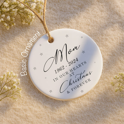 In Our Hearts At Christmas & Forever - Personalized Custom Ceramic Ornament With Round Shape - HME377_RCE