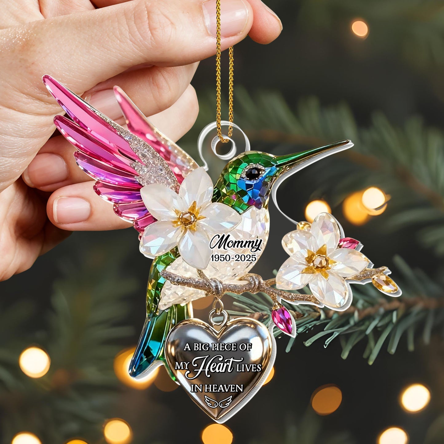 A Big Piece Of My Heart Lives In Heaven, Hummingbird And Flowers