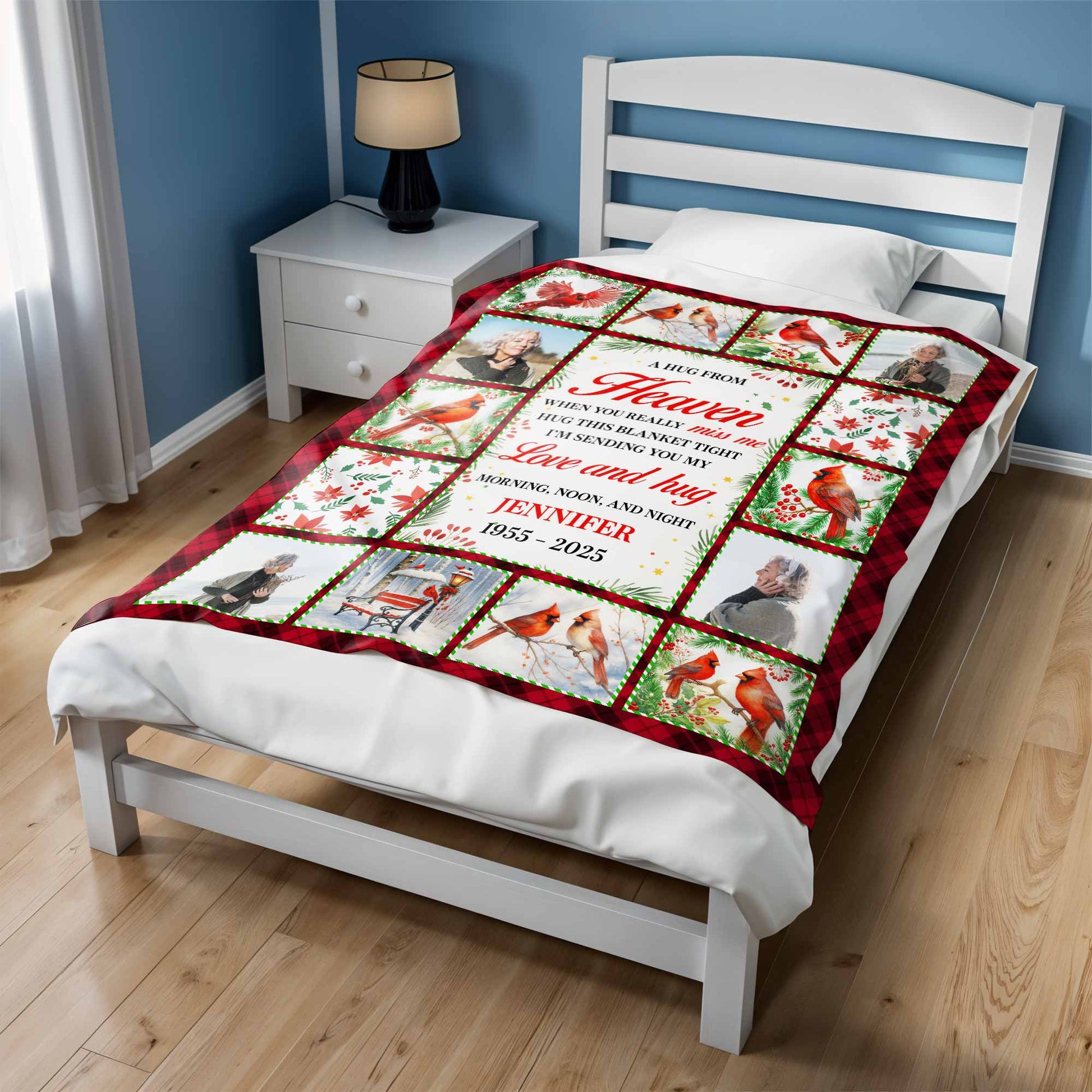 A Hug From Heaven, Blanket With Cardinal Birds And Holly Berries