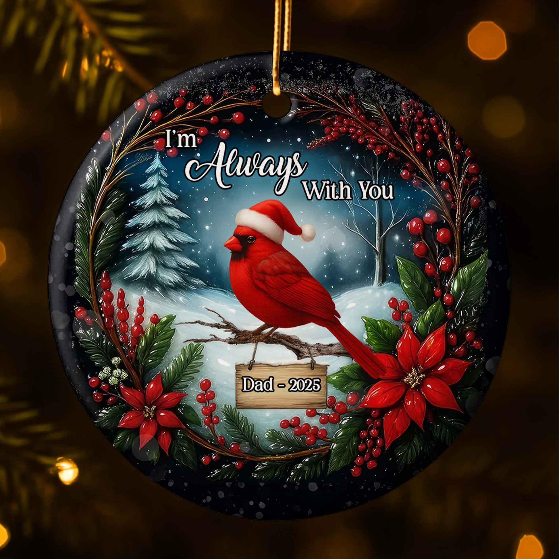 I'm Always With You, Cardinal And Poinsettia Design