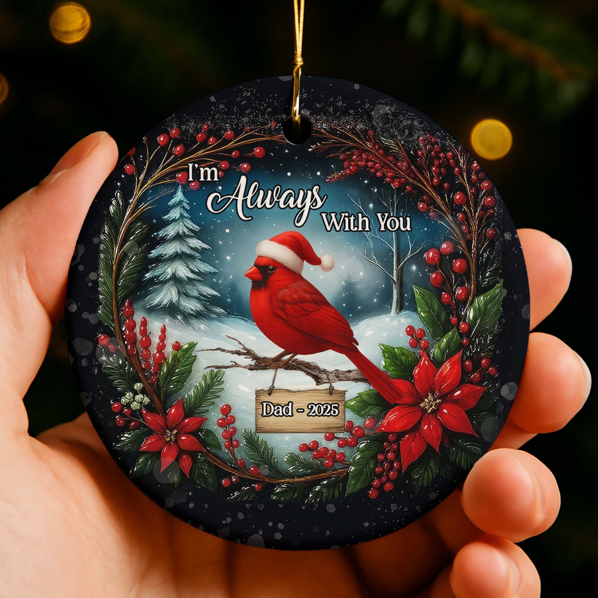 I'm Always With You, Cardinal And Poinsettia Design