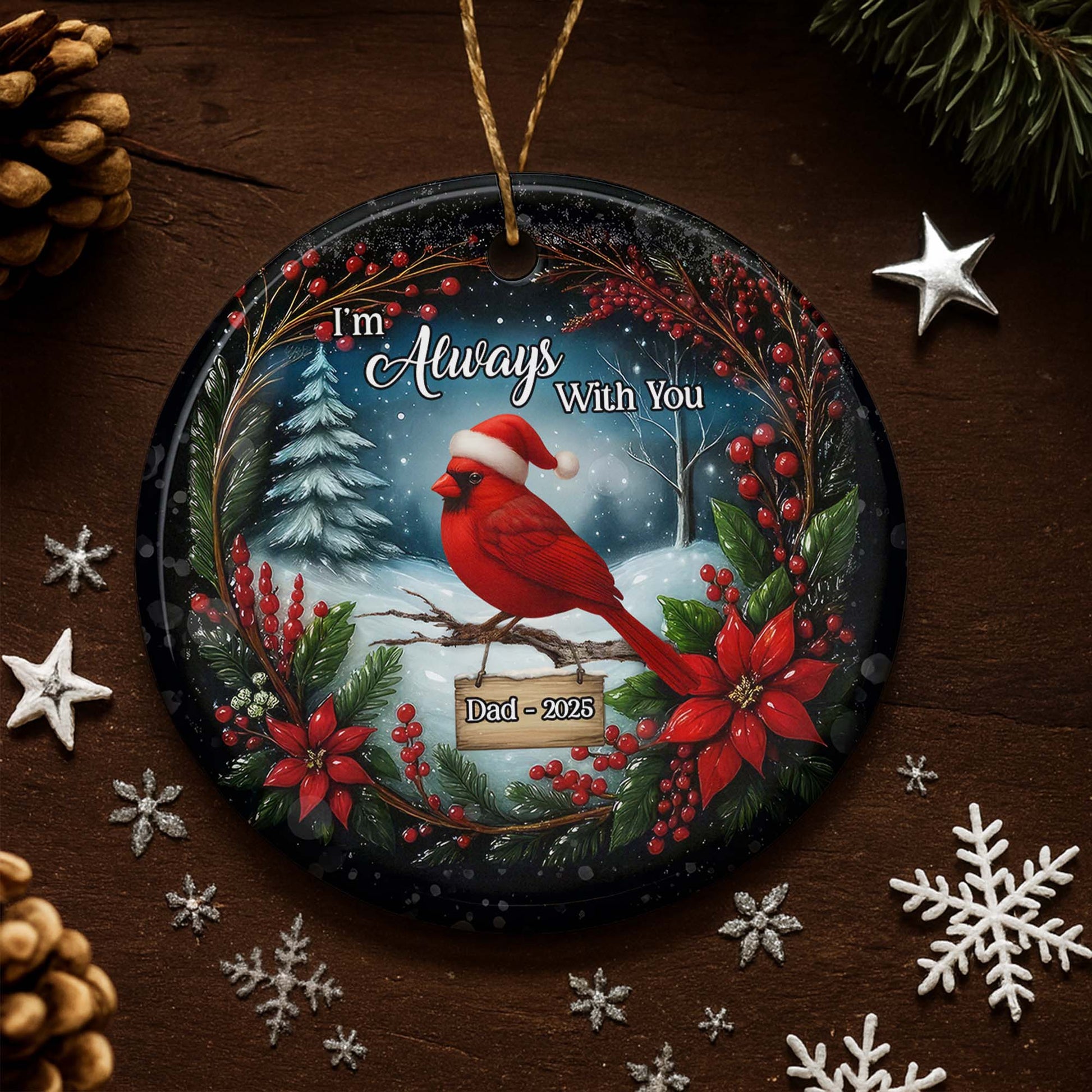 I'm Always With You, Cardinal And Poinsettia Design