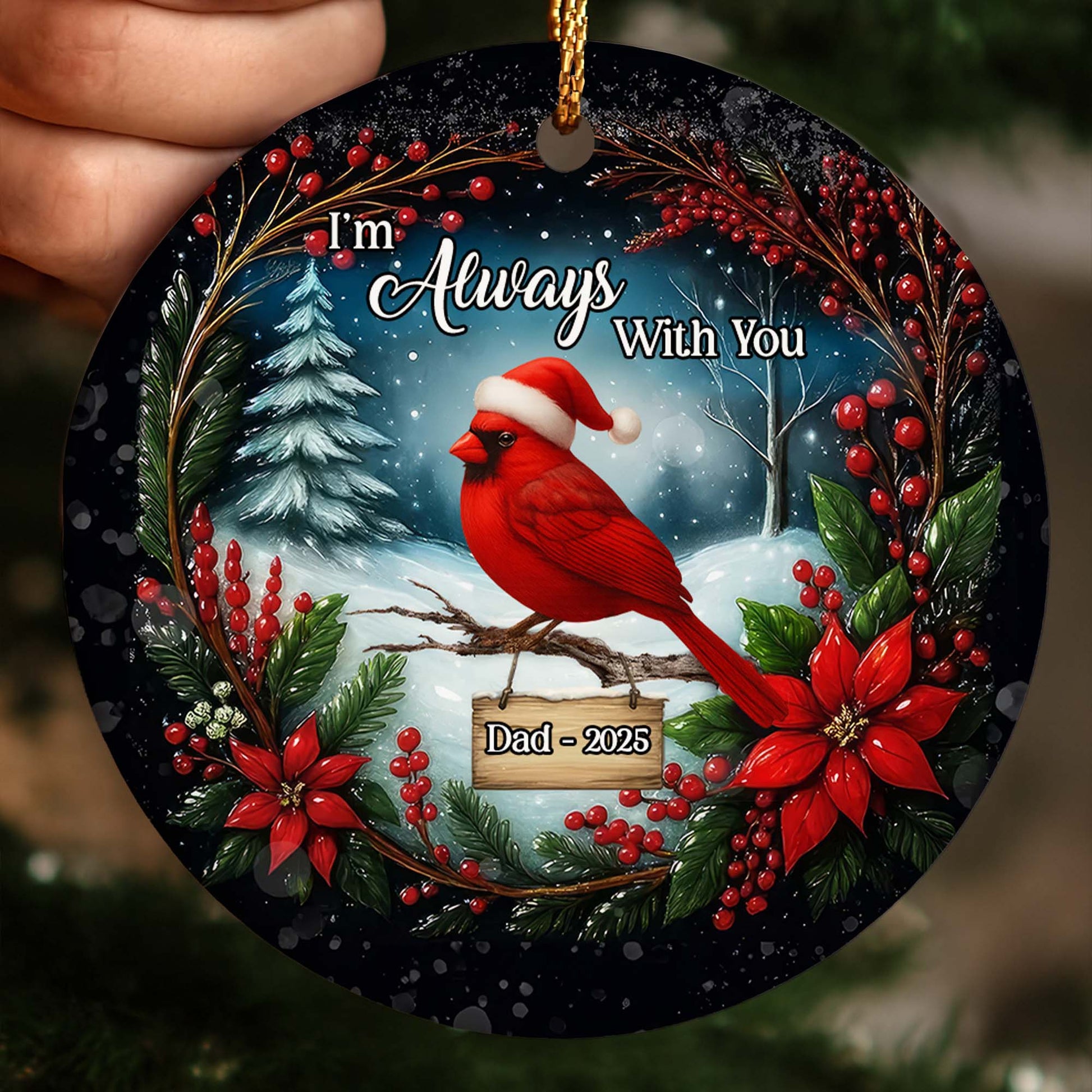 I'm Always With You, Cardinal And Poinsettia Design