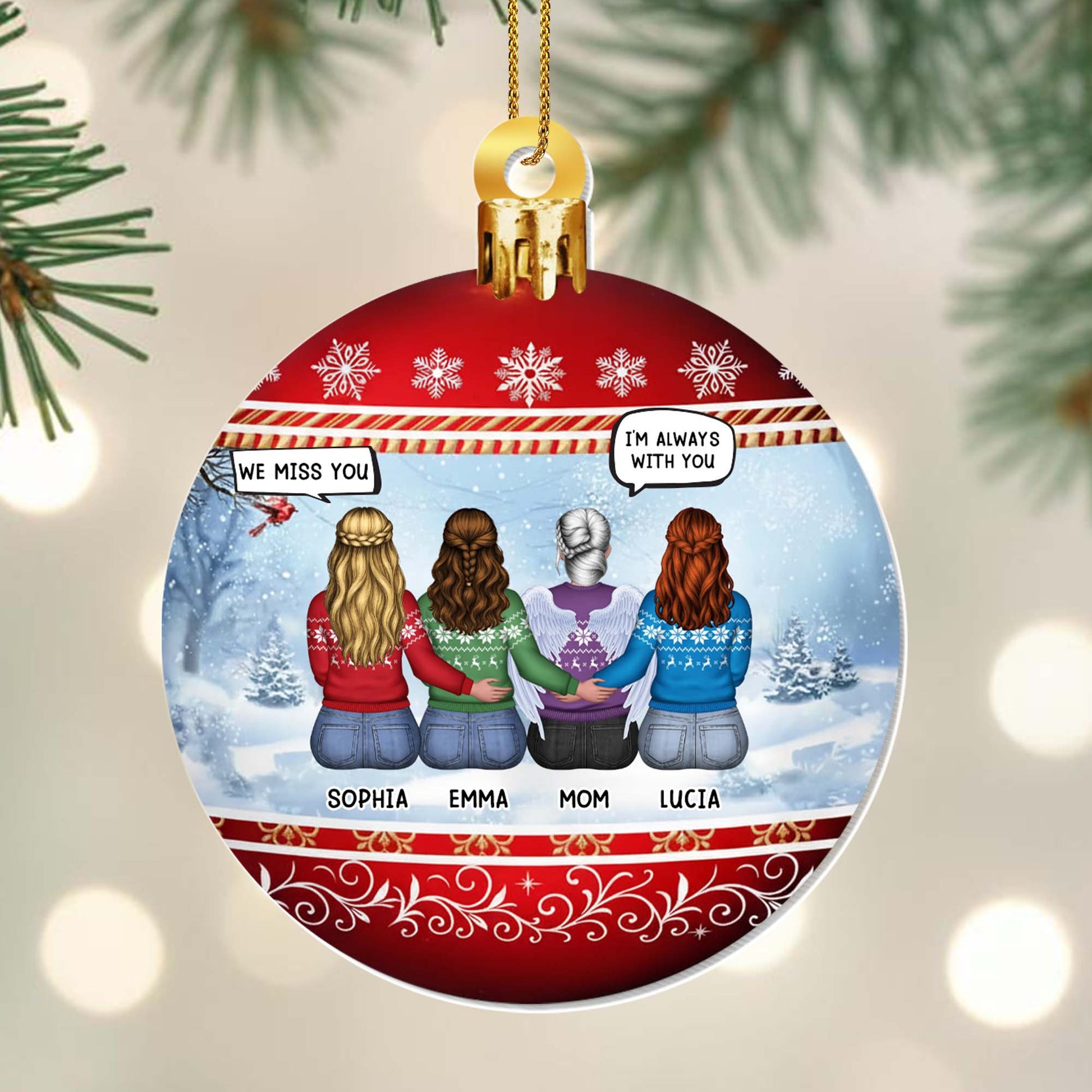 We Miss You, I'm Always With You, Snowflakes Ornament