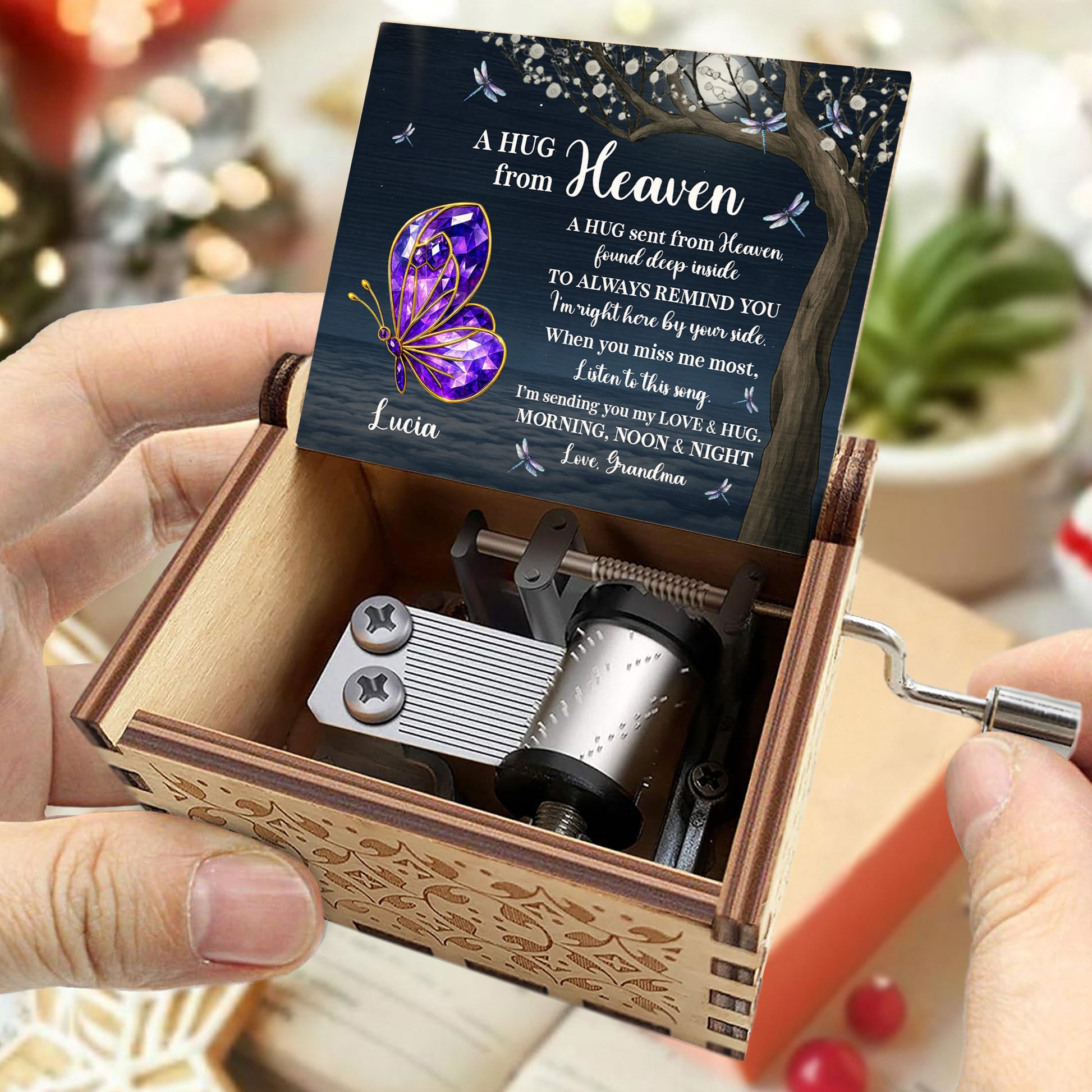 A Hug From Heaven With Butterfly And Tree Design