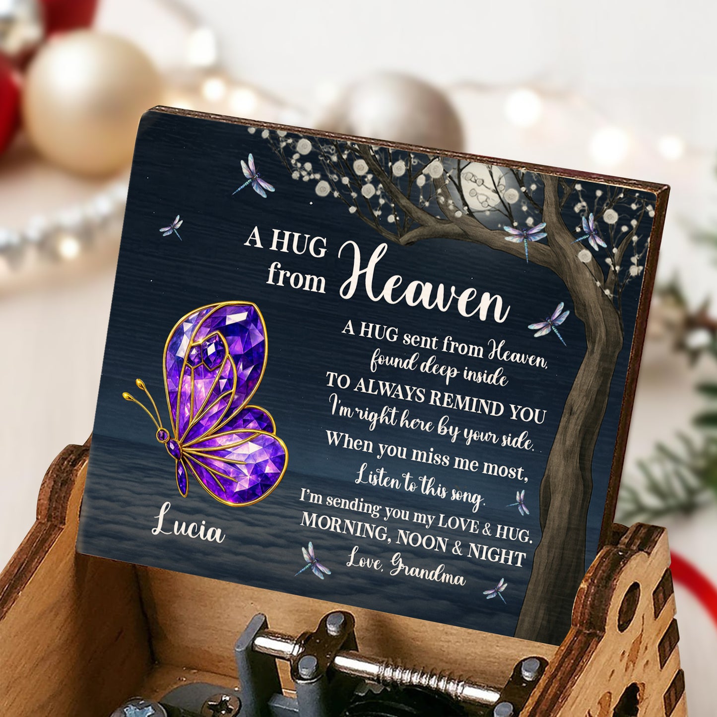 A Hug From Heaven With Butterfly And Tree Design