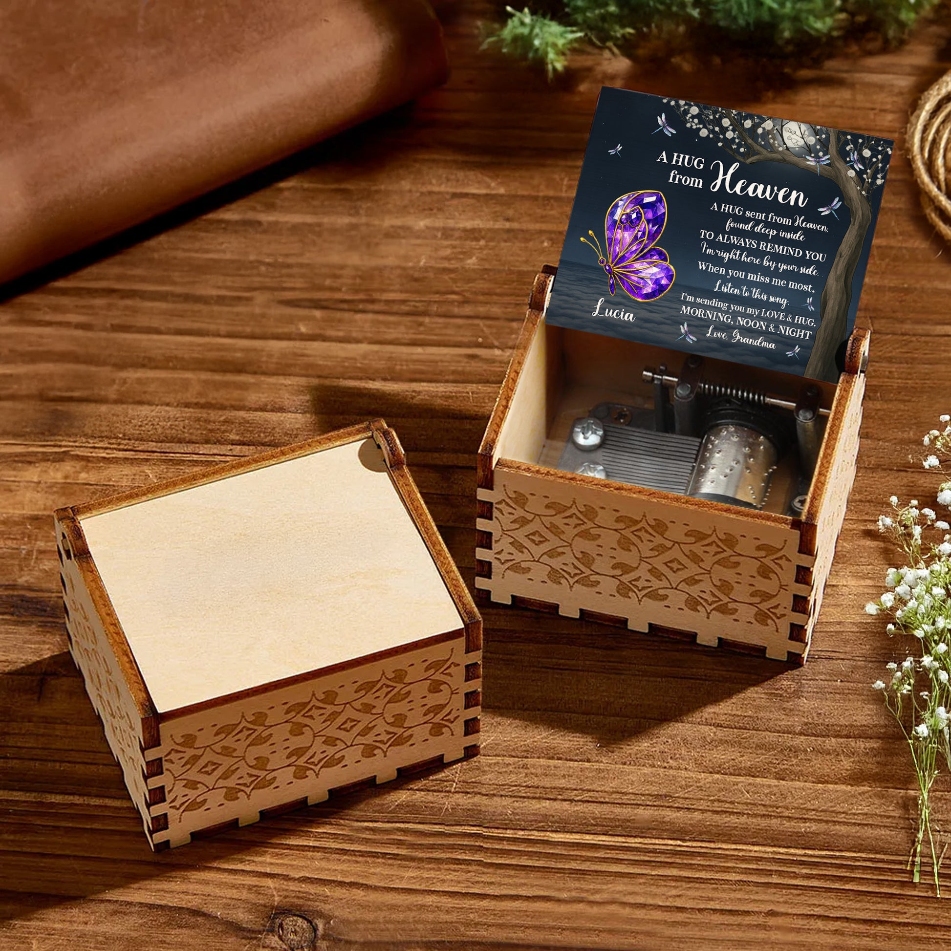 A Hug From Heaven With Butterfly And Tree Design