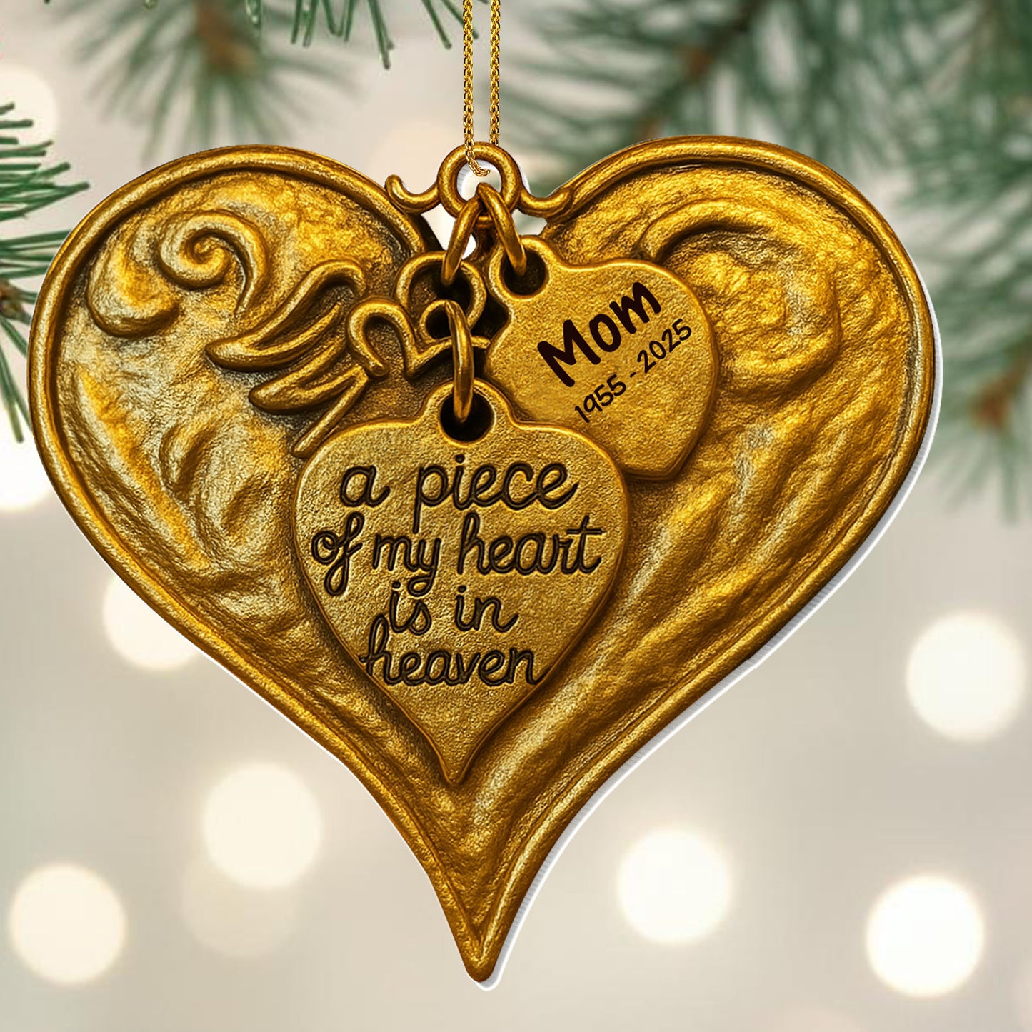 A Piece Of My Heart Is In Heaven Heart and Angel Wings