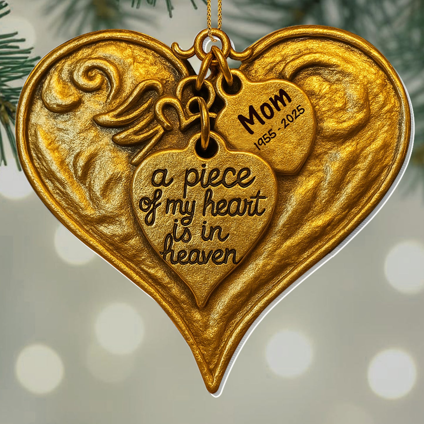 A Piece Of My Heart Is In Heaven Heart and Angel Wings