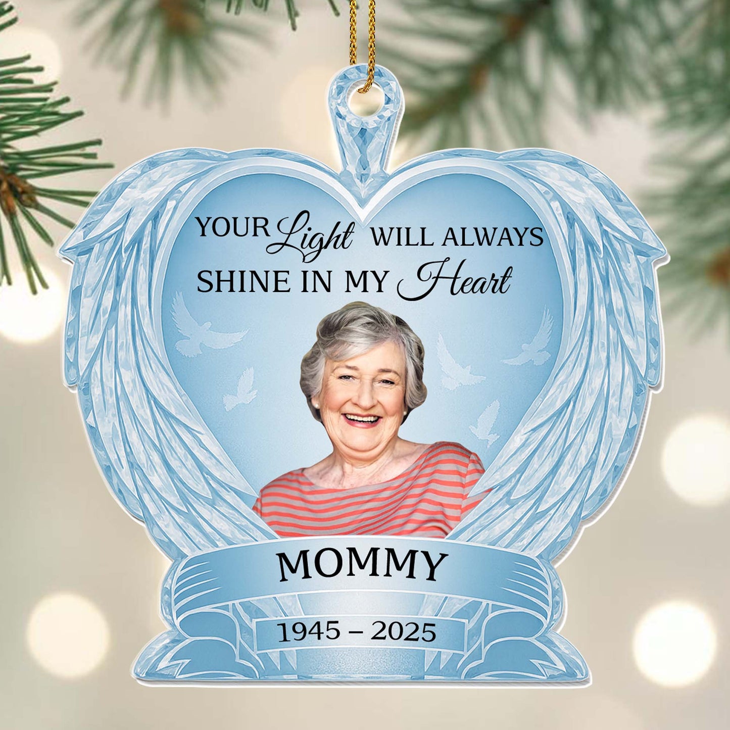 Your Light Will Always Shine In My Heart, Doves and Feathers Design