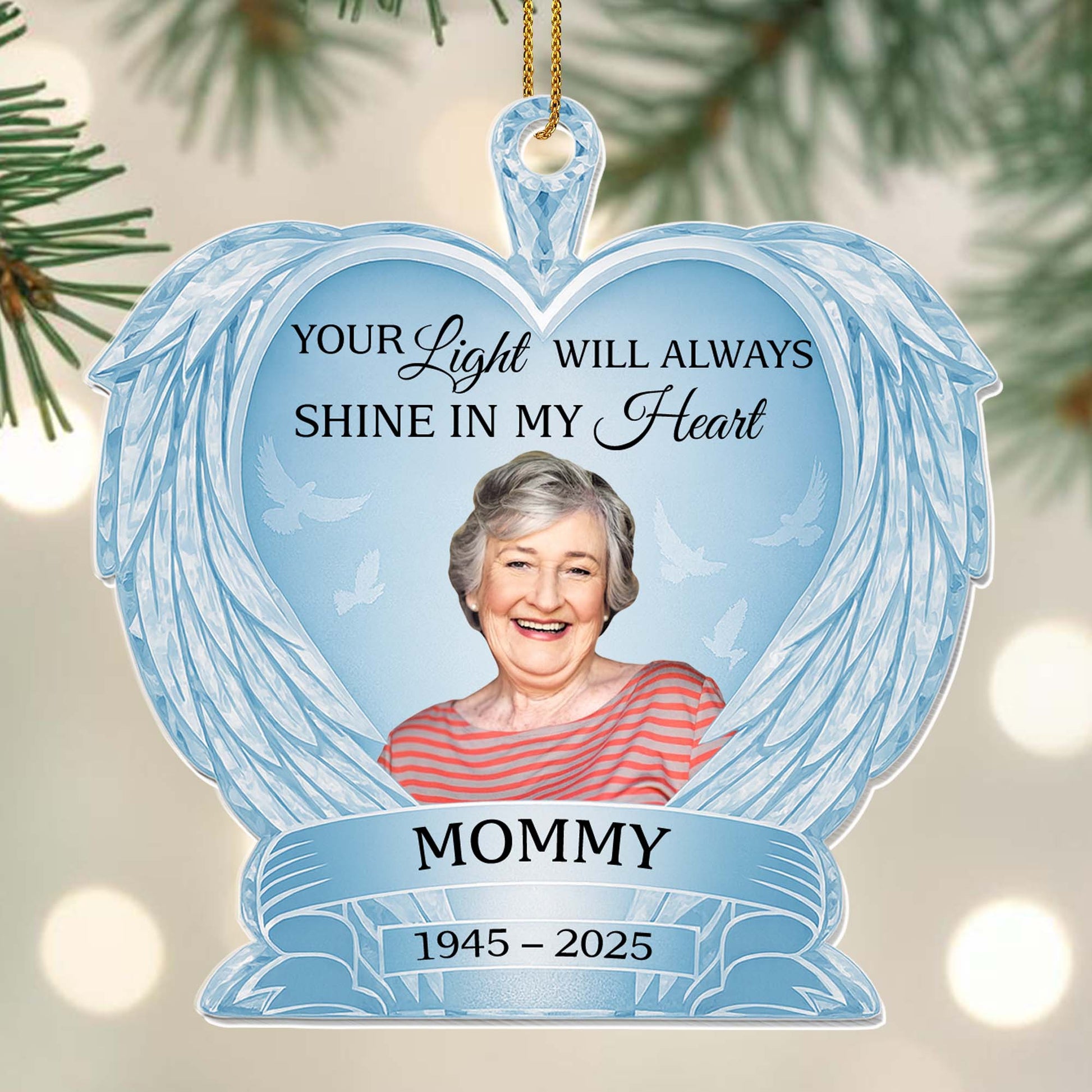 Your Light Will Always Shine In My Heart, Doves and Feathers Design