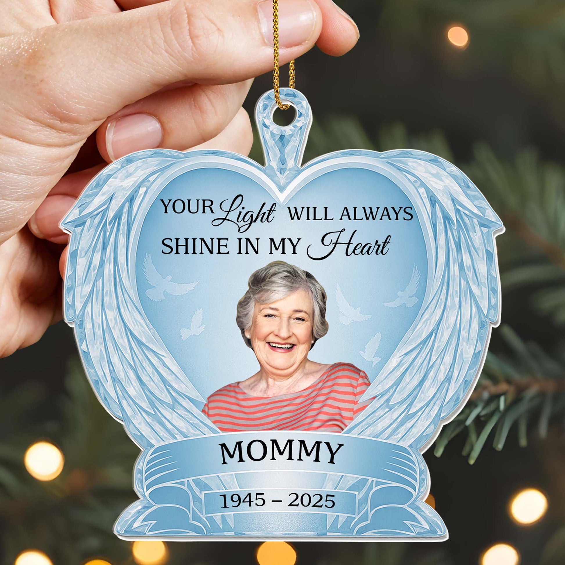 Your Light Will Always Shine In My Heart, Doves and Feathers Design