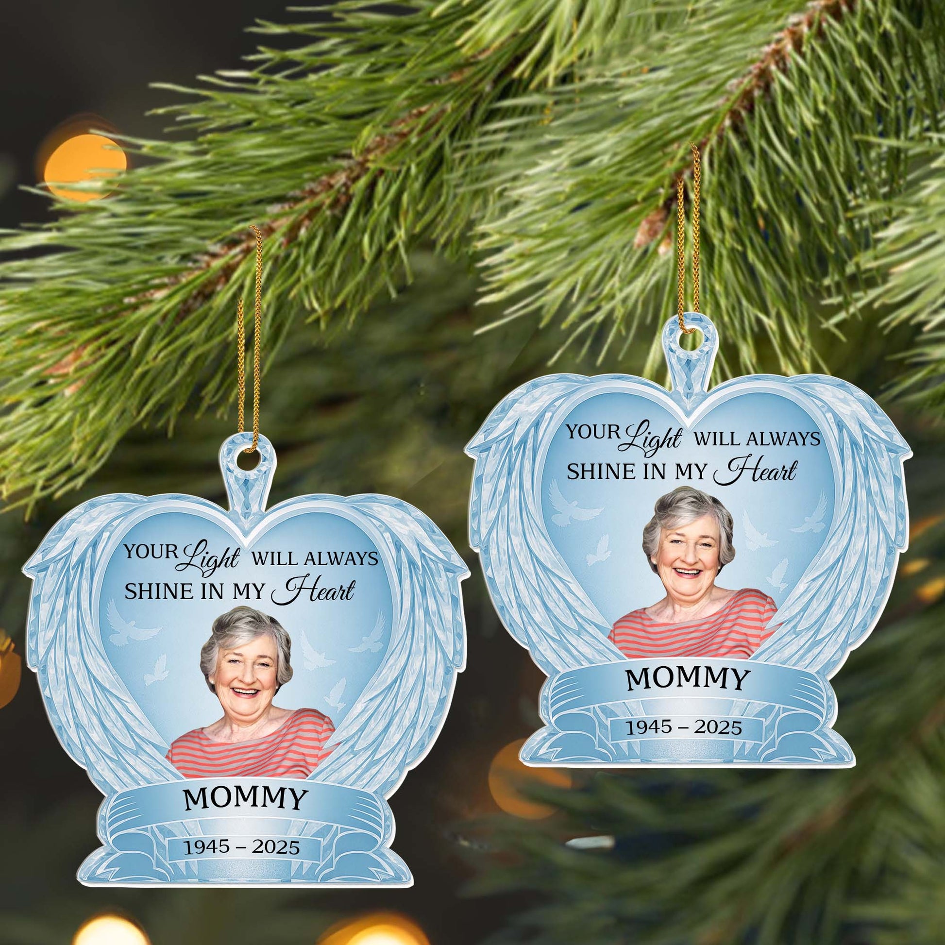 Your Light Will Always Shine In My Heart, Doves and Feathers Design