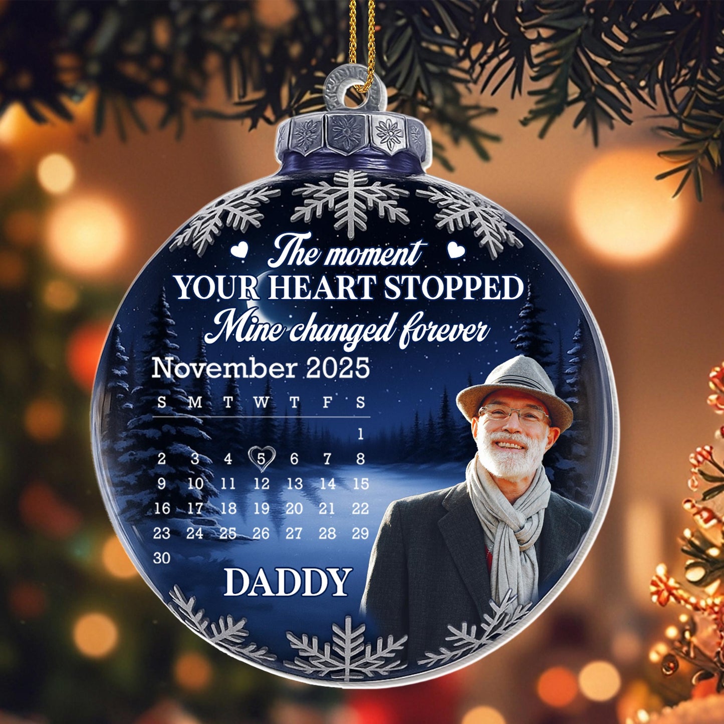 Perfect Christmas Keepsake, Snowflakes And Blue Background - Personalized Custom Acrylic Ornament, Christmas Gift - HME426_ACO