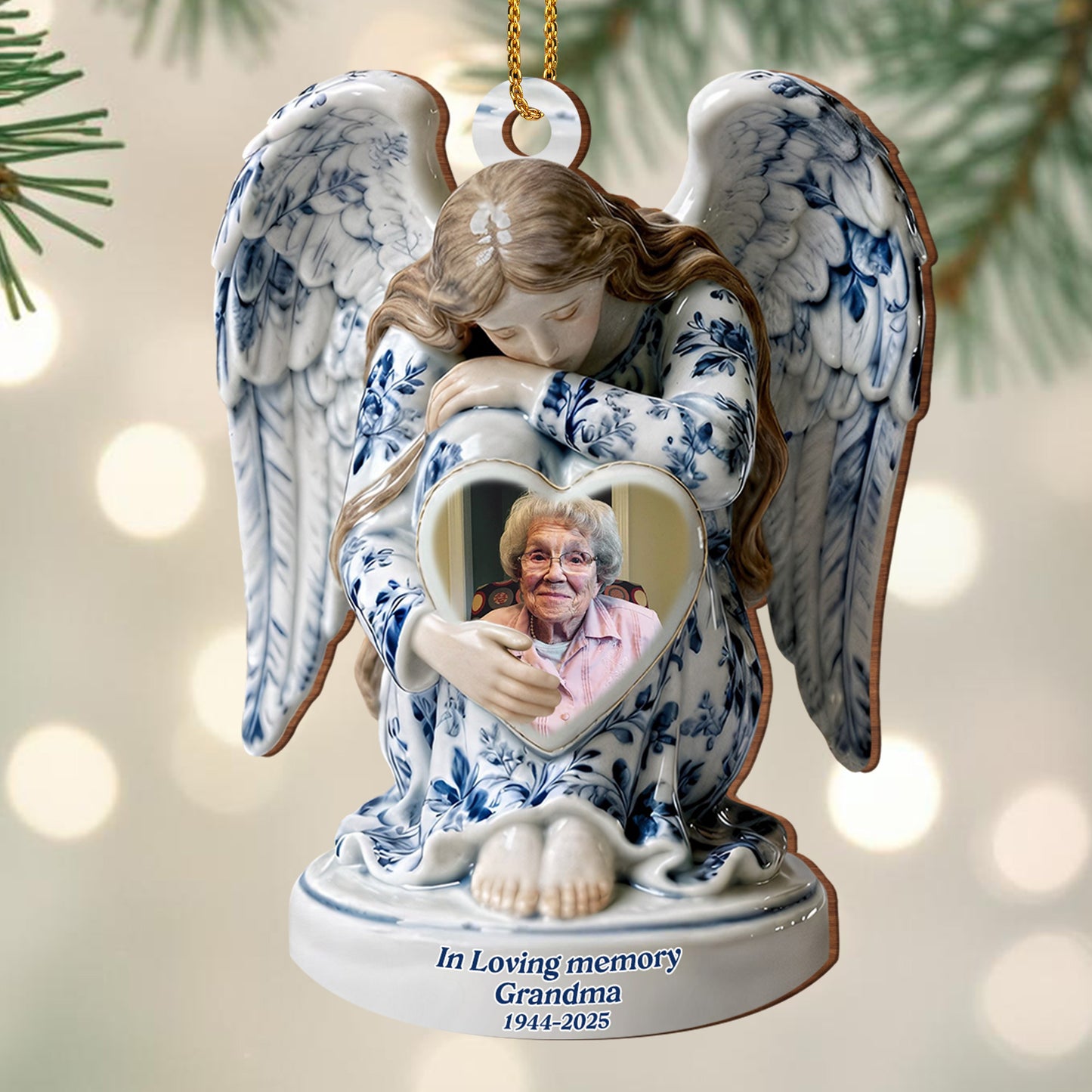 In Loving Memory Angel With Heart-Shaped Frame