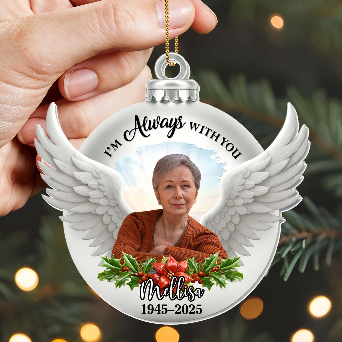 I'm Always With You, Angel Wings & Holly Berries Design