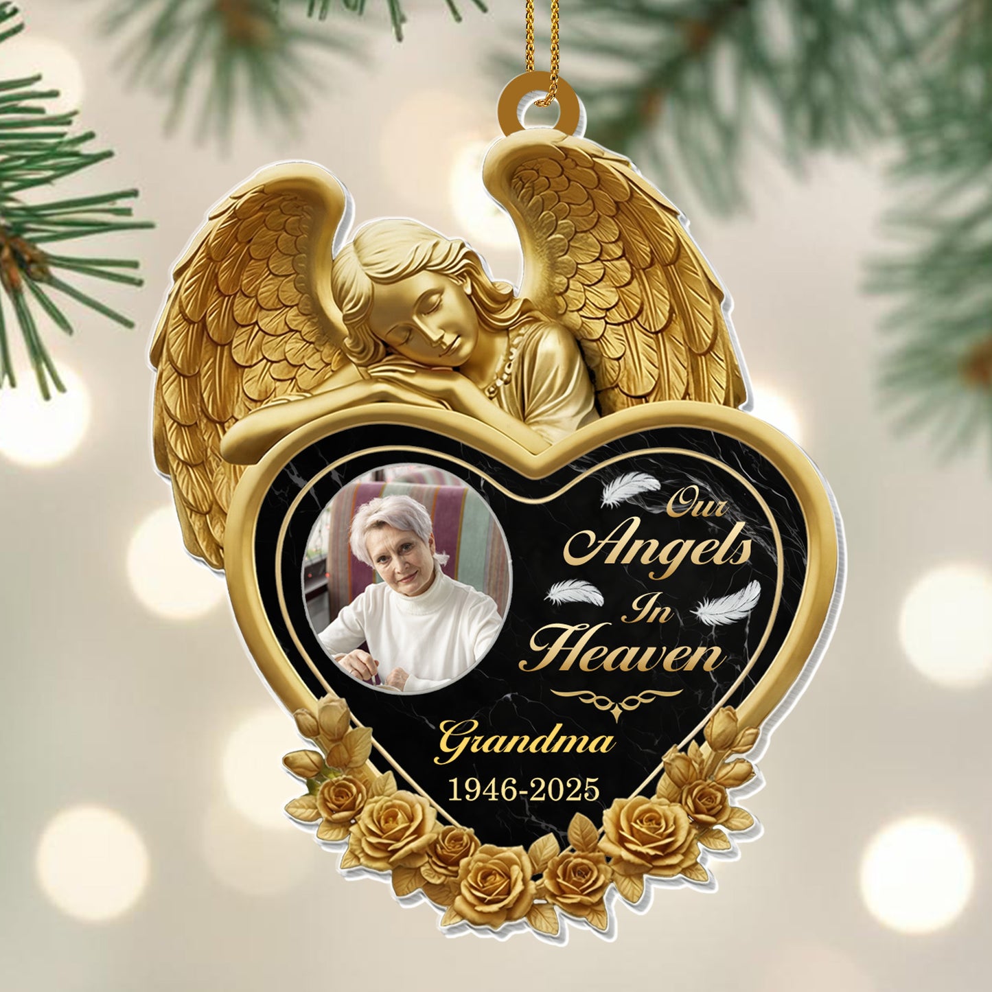 Our Angels In Heaven, Heart With Angel And Roses