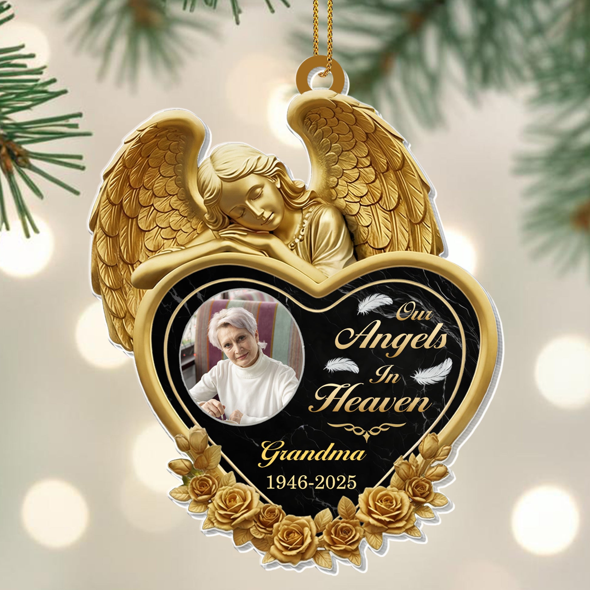 Our Angels In Heaven, Heart With Angel And Roses