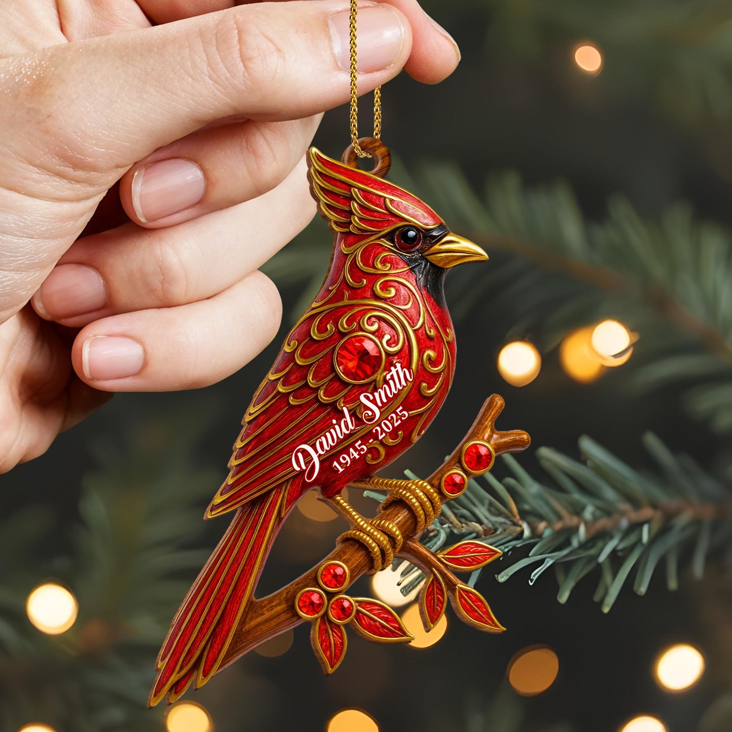 Customize Beautiful Cardinal Ornament On Branch