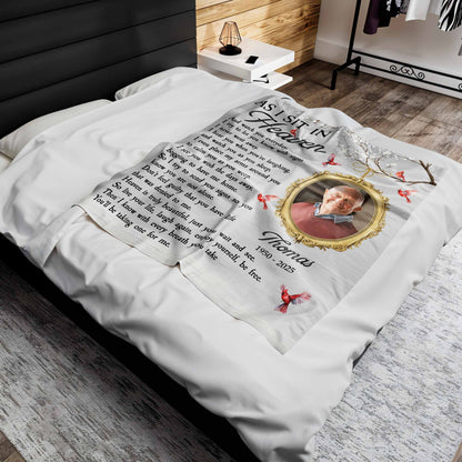 As I Sit In Heaven Memorial Blanket With Birds And Frame