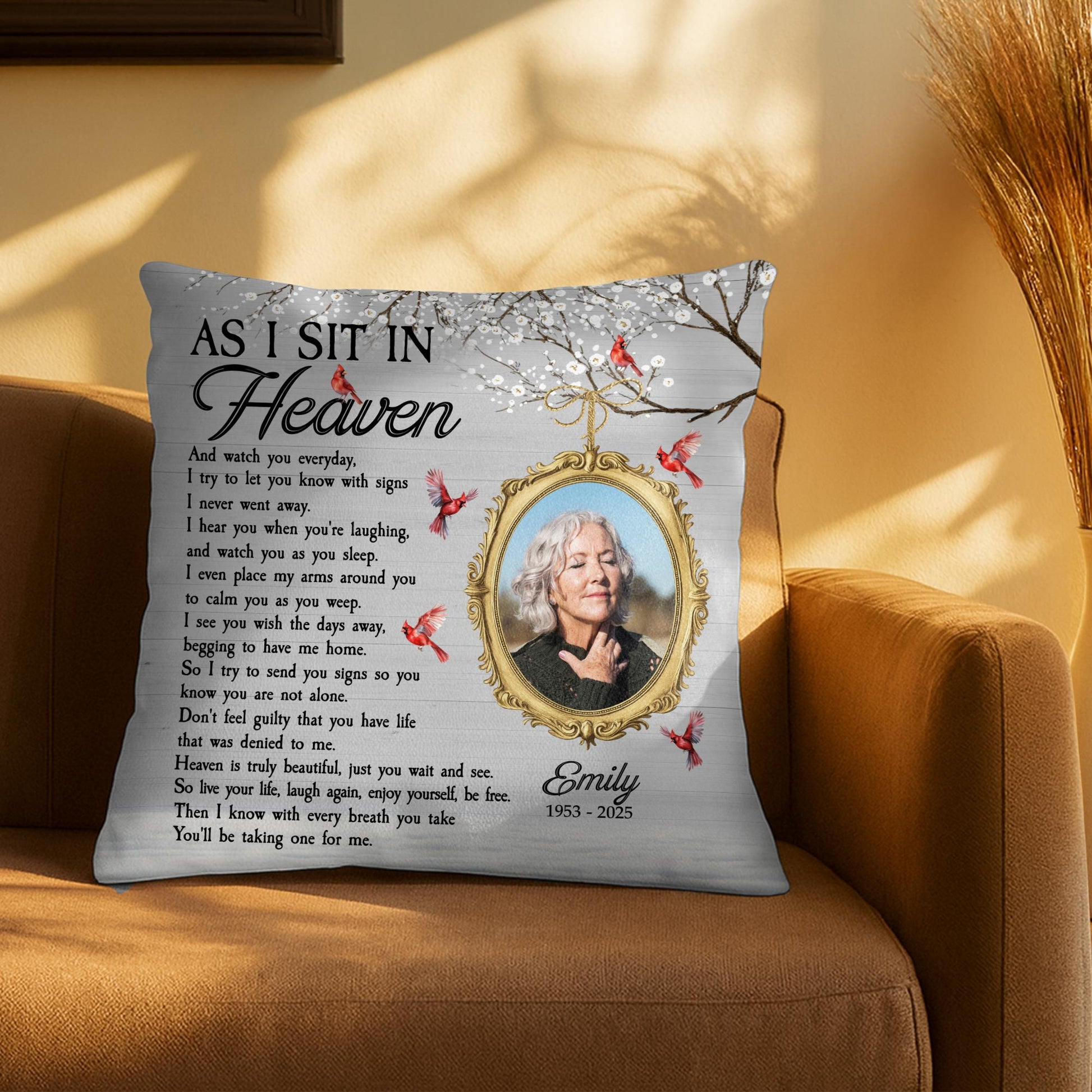 As I Sit In Heaven, Feathers And Portrait Pillow
