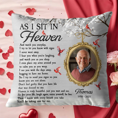 As I Sit In Heaven, Feathers And Portrait Pillow