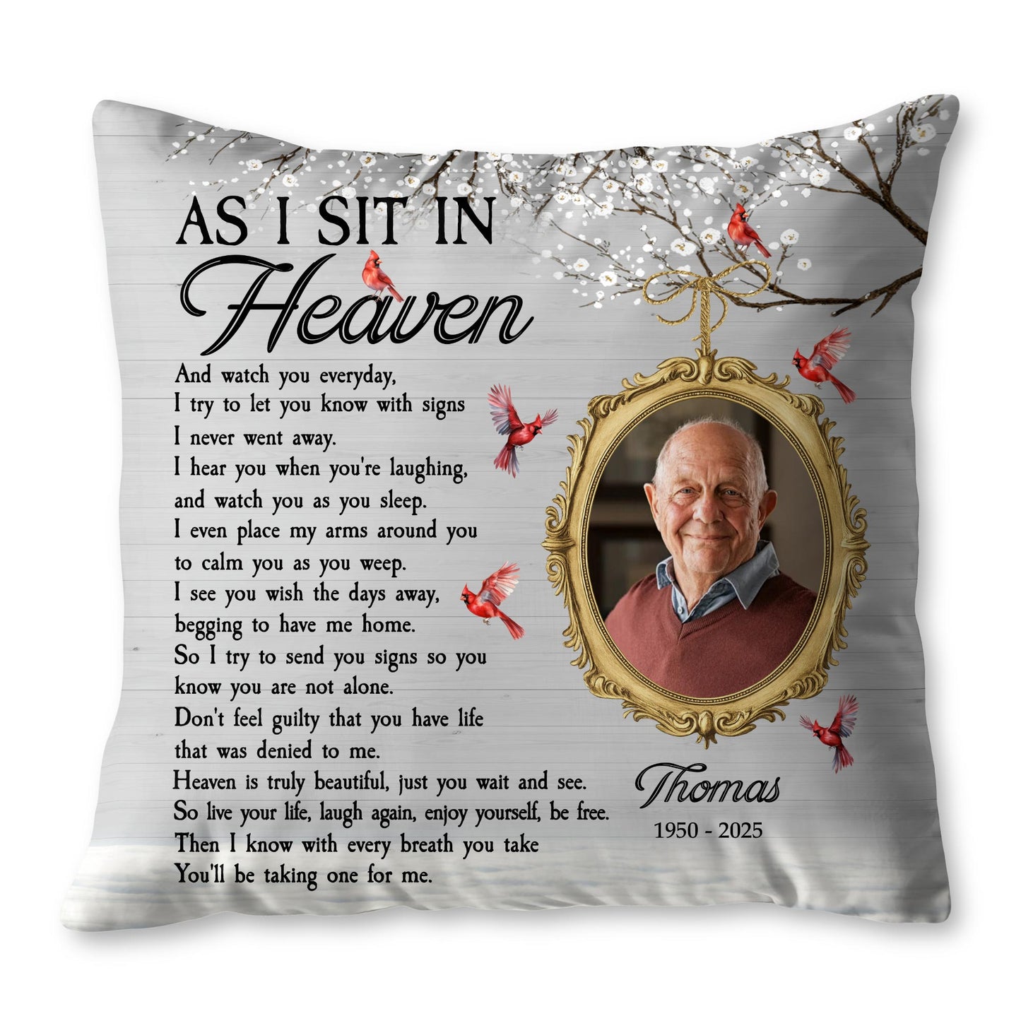 As I Sit In Heaven, Feathers And Portrait Pillow