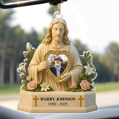 Cherish The Memory Of Loved Ones With Religious Figure And Roses