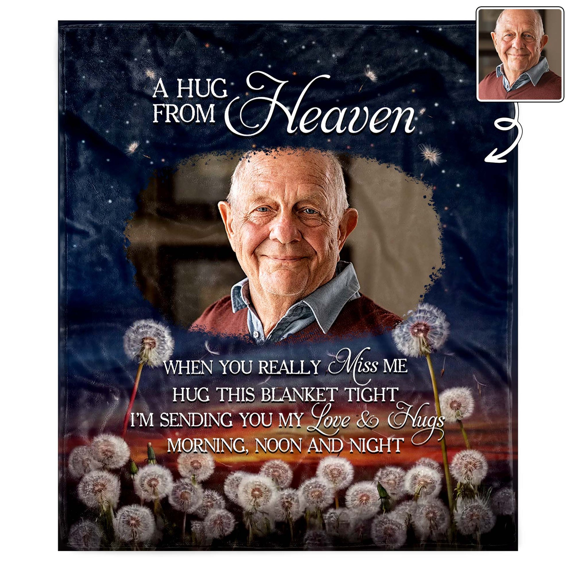 A Hug From Heaven With Elderly Man And Dandelions