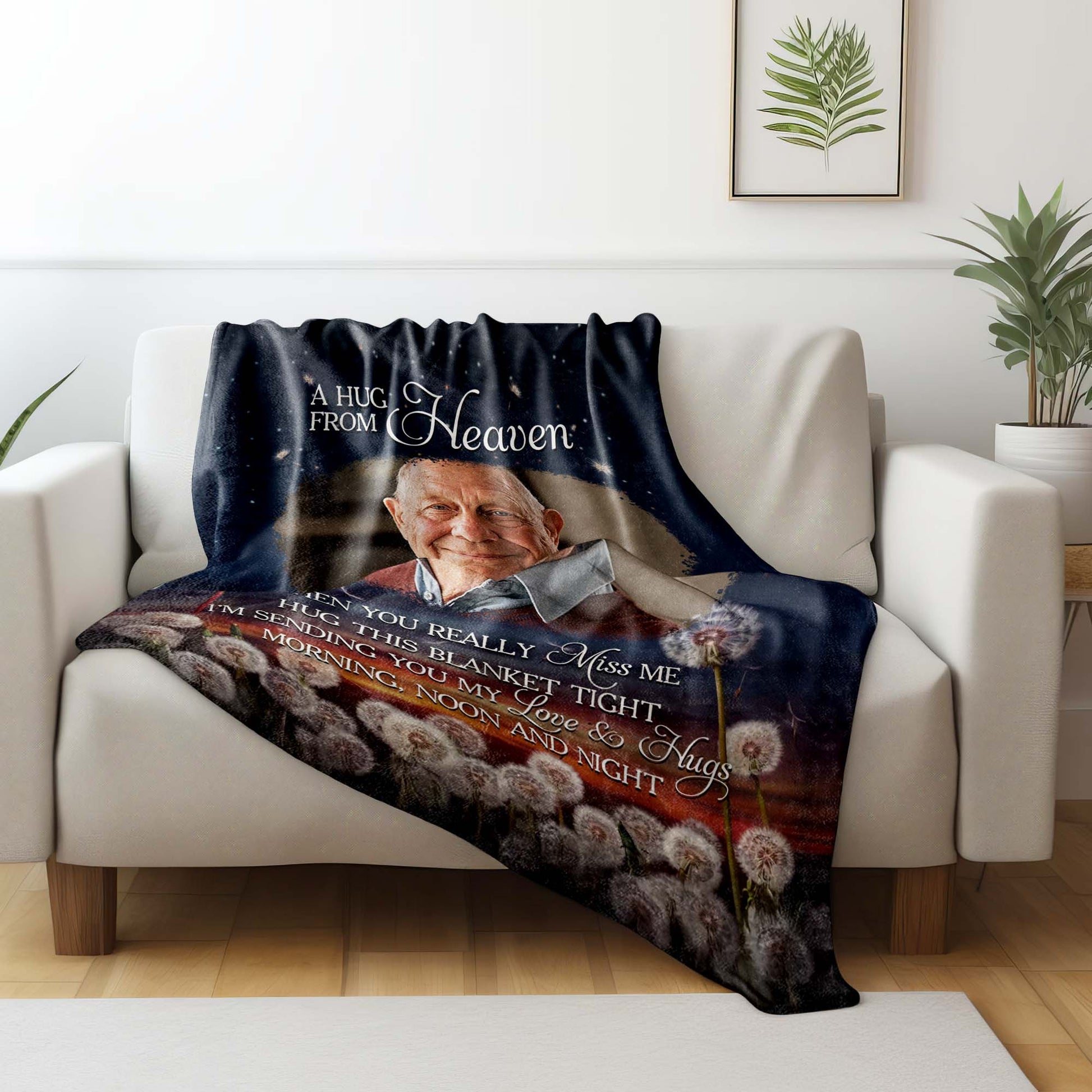 A Hug From Heaven With Elderly Man And Dandelions