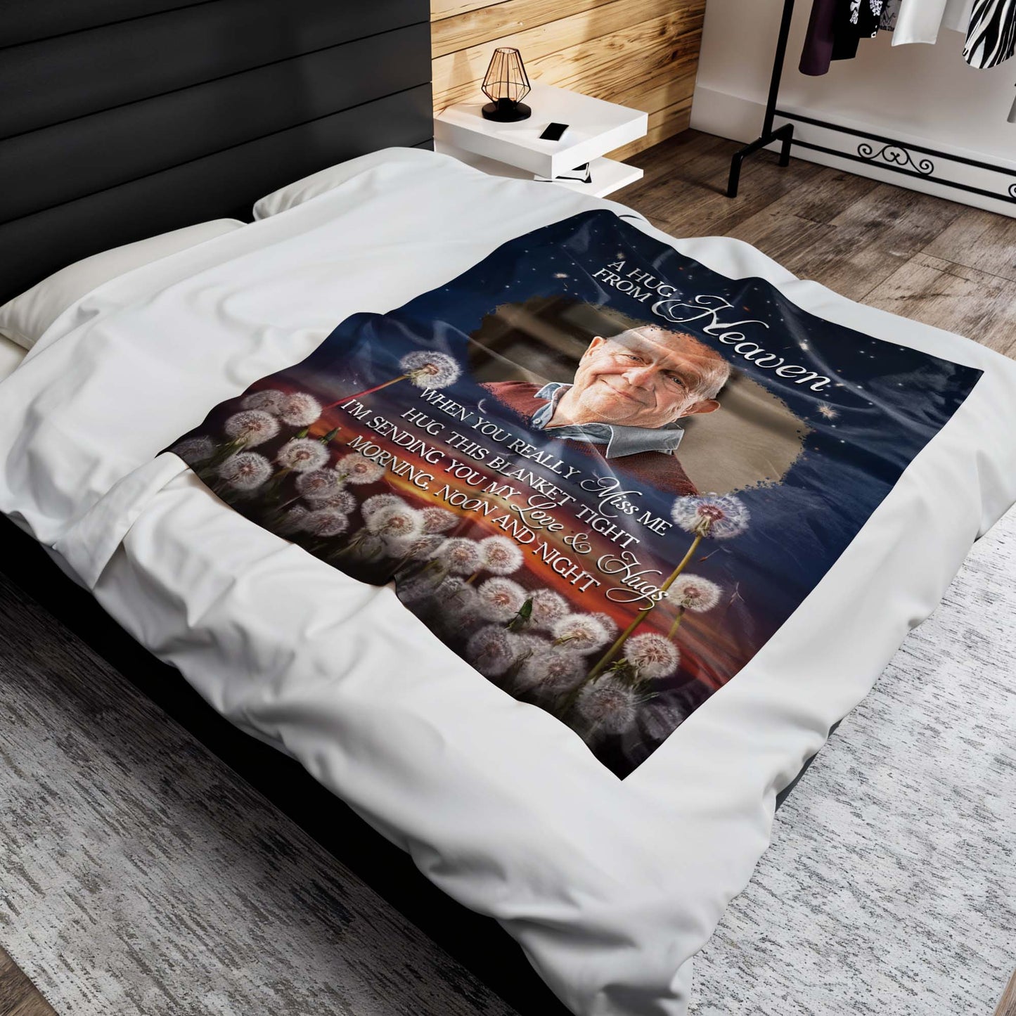 A Hug From Heaven With Elderly Man And Dandelions