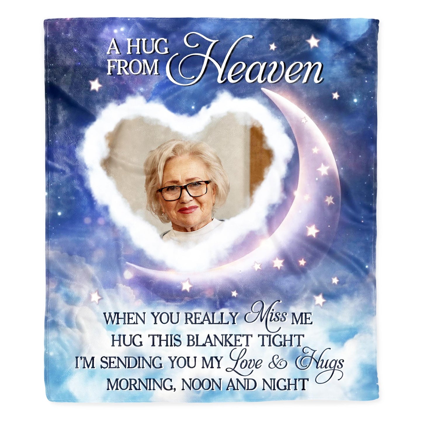 A Hug From Heaven With Stars, Moon and Heart Design
