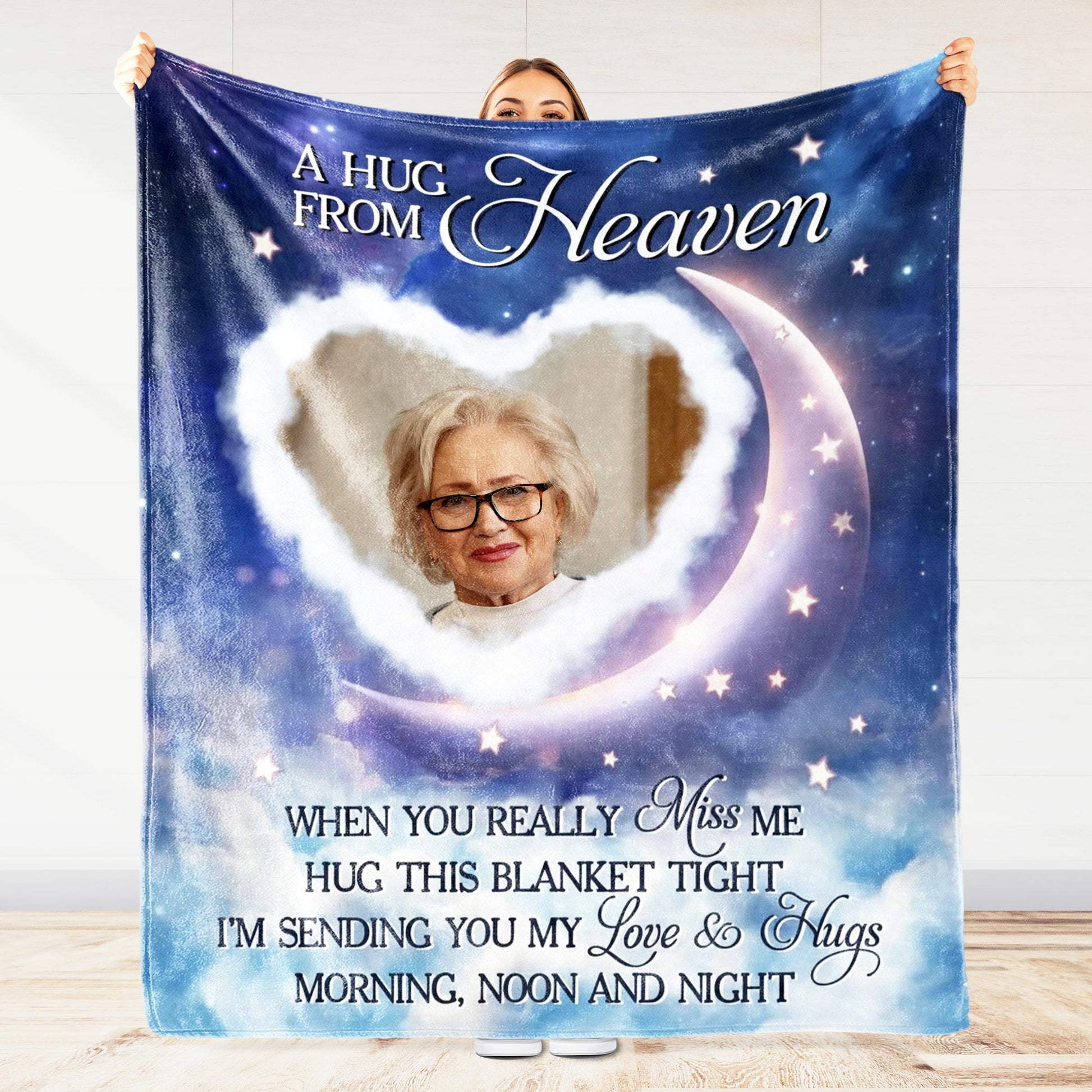 A Hug From Heaven With Stars, Moon and Heart Design