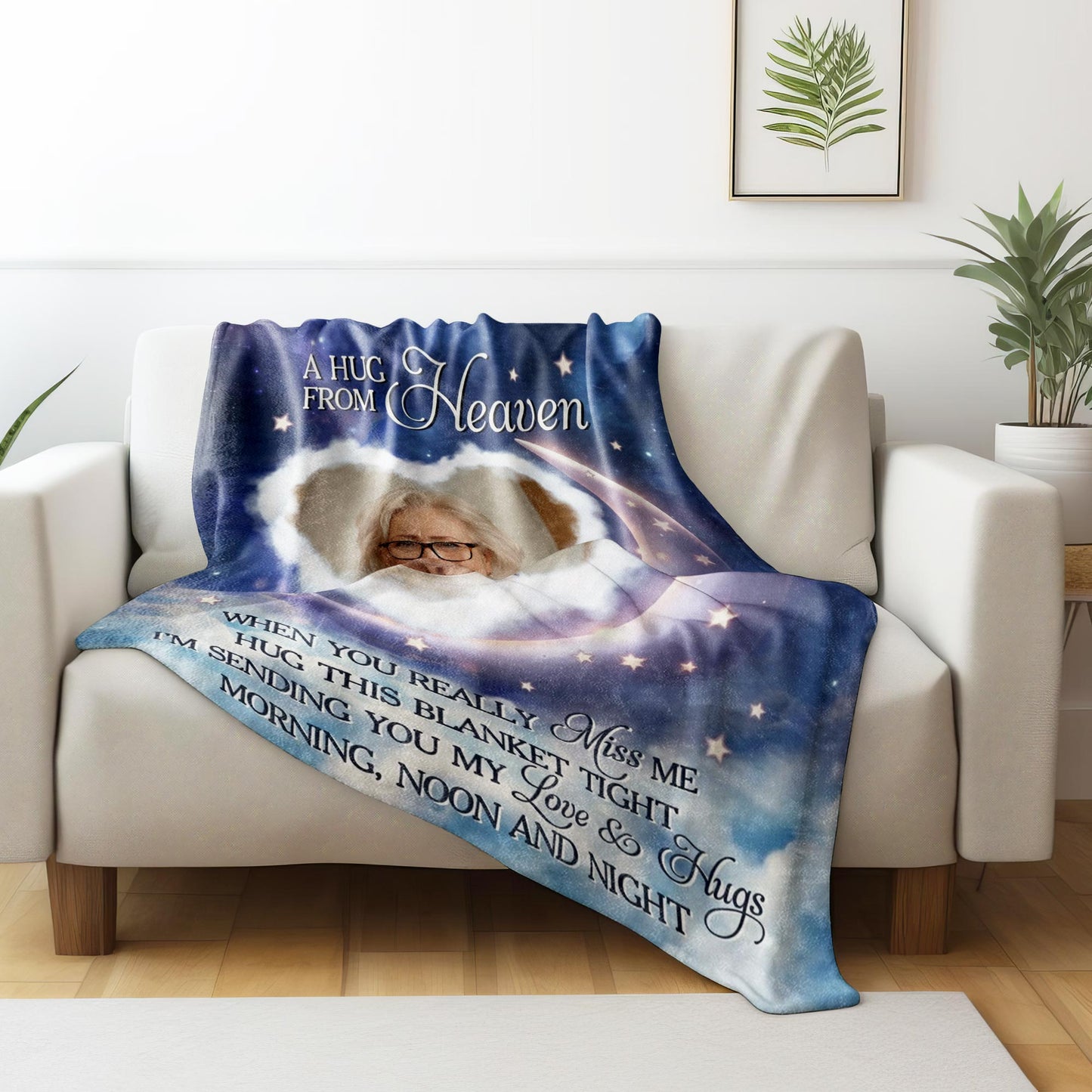 A Hug From Heaven With Stars, Moon and Heart Design