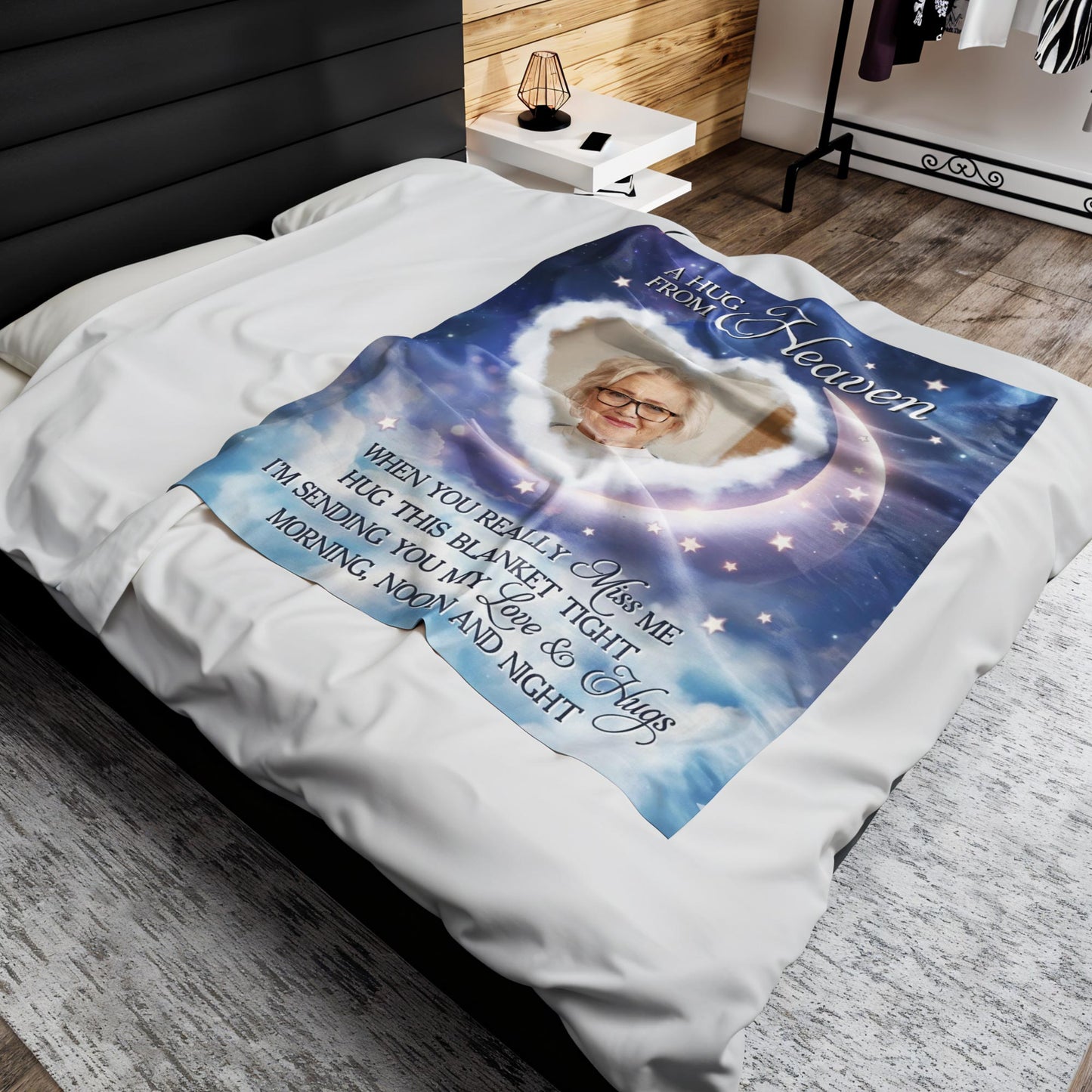 A Hug From Heaven With Stars, Moon and Heart Design