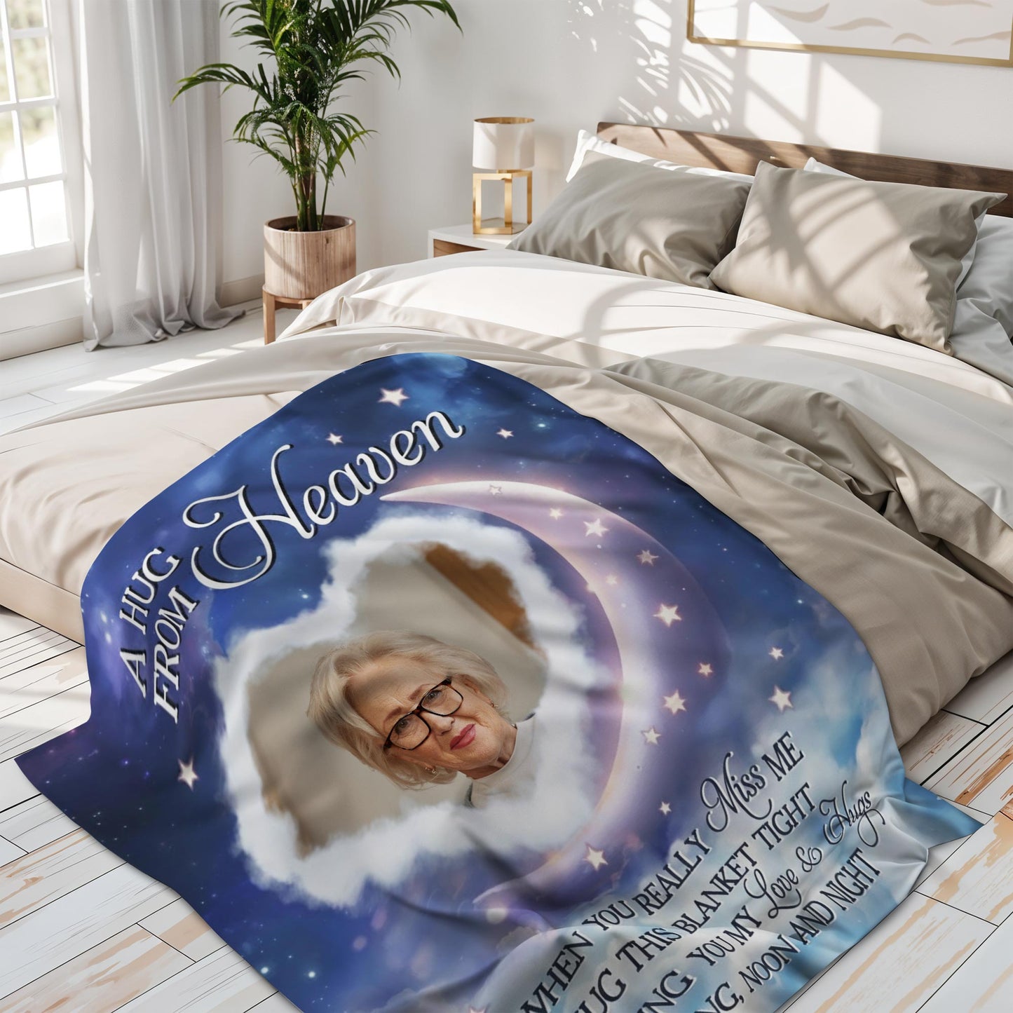 A Hug From Heaven With Stars, Moon and Heart Design